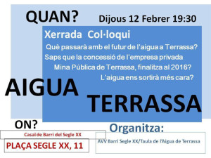 Debat sobre el futur de l’aigua avui al Casal del Barri del Segle XX