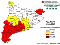 Activat el PLA ALFA per risc d’incendi forestal
